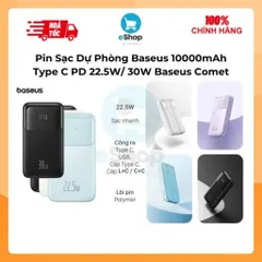 Pin Sạc Dự Phòng Baseus Comet PPMD10 10000mAh PD 22.5W/30W Liền Cáp L+C và C+C Màn Hình Led