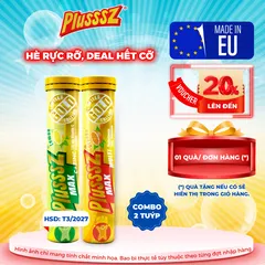 Viên Sủi PLUSSSZ MAX Multivitamin hương vị Cam và Vitamin C & Kẽm vị Chanh - Tăng cường sức đề kháng, dễ hòa tan 20 viên mỗi tuýp