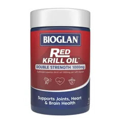 Viên Uống Dầu Nhuyễn Thể Cung Cấp Omega-3 Tự Nhiên Bioglan Red Krill Oil Double Strength 1000 mg - Hỗ Trợ Sức Khoẻ Tim Mạch - Trí Não & Cải Thiện Tình Trạng Tiền Mãn Kinh - 60 viên - Úc