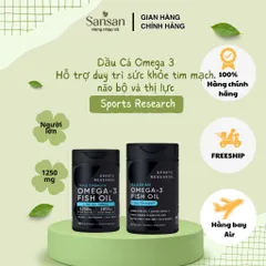 Dầu Cá Omega 3 Sports Research Triple Strength Fish Oil EPA 690mg DHA Cao 150V 180V - Nội địa Mỹ