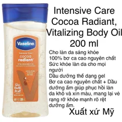 [MỸ] Dầu dưỡng thể Intensive Care Cocoa Radiant Vitalizing Body Oil 200 ml Vaseline