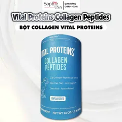 Bột Collagen Vital Proteins Collagen Peptides 680g - Tăng cường độ đàn hồi, trẻ hóa da, giảm nếp nhăn, hỗ trợ tóc và xương khớp