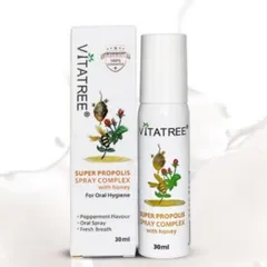 Xịt Keo Ong Vitatree Super Propolis Spray Complex with Honey 100% Tự Nhiên 30 mL - Giảm Đau Họng - Kháng Viêm - Sử Dụng cho Trẻ Em Từ 2 Tuổi Trở Lên - S/P Chuẩn Úc