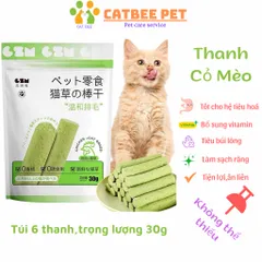 Thanh Cỏ Mèo 30g - Đồ ăn khô cho mèo 6 Que - Giúp tiêu búi lông, sạch và khỏe răng, bổ sung vitamin