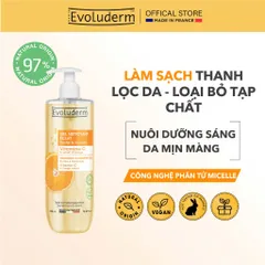 Sữa rửa mặt trắng da Evoluderm dạng gel rửa mặt, thuần chay, Vitamin C, dưỡng trắng da mặt 500ml