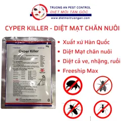 Thuốc diệt Mạt gà CYPER KILLER, ngoài ra còn tiêu diệt các loại côn trùng khác trong chăn nuôi (ruồi, nhặng, ve, rận, gián, kiến,...), xuất xứ Hàn Quốc.