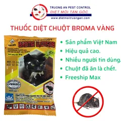 Thuốc diệt chuột BROMA dạng hạt thóc màu vàng chuột ăn là chết sản phẩm Việt Nam