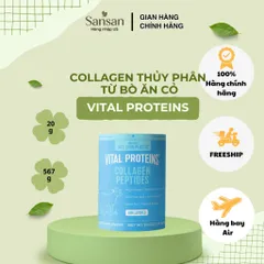 Vital Proteins Collagen Peptides 20oz (567g) - Bột Collagen Peptides Thủy Phân Từ Bò Ăn Cỏ - Không Hương Vị - 28 Khẩu Ph