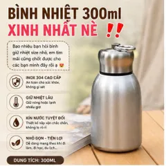 Bình Giữ Nhiệt Mini 300ml Inox 304 Cao Cấp Có Quai Xách Tiện Lợi Bình Nước Giữ Nhiệt Giữ Nóng Lạnh Cực Tốt Cho Văn Phòng