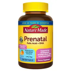Vitamin Tổng Hợp cho Mẹ Bầu Nature Made Prenatal Folic Acid + DHA 150 viên - Hỗ Trợ Phát Triển Toàn Diện cho Mẹ & Thai Nhi - S/P Chuẩn Mỹ