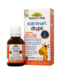 Siro hỗ trợ hấp thu canxi, giúp xương, răng chắc khỏe Nature's Way Kids Smart Drops Vitamin D3+K2 (Hộp 11ml)