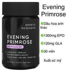 [MỸ] Viên Evening Primrose 1300mg EPO /120mg GLA ( Dầu hoa anh thảo ) 30 viên Sports Research®