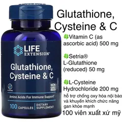 [MỸ] Viên Glutathione, Cysteine & hC 100 viên Life extension hỗ trợ chống oxy hóa
