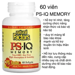 [MỸ] Viên PS – IQ Memory Natural Factors 60 Softgels hỗ trợ trí nhớ, tăng cường chức năng nhận thức và bảo vệ não bộ