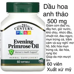 [MỸ] viên dầu hoa anh thảo 500 mg ( evening Primrose oil ) 21st century 60 viên cải thiện nội tiết tố