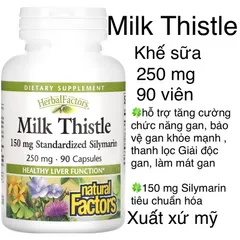 [MỸ] Viên Milk Thistle 250mg Natural factors 90 viên giúp Chức năng gan khỏe mạnh từ cây khế sữa