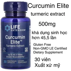 [MỸ] Viên Curcumin Elite 500mg turmeric extract Life extension 30viên khả dụng sinh học hơn 45,5 lần. chiết xuất Nghệ