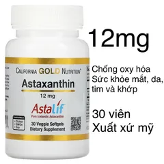 [Mỹ ] Viên Astaxanthin Astalif 12mg California Gold Nutrition 30 viên chống oxy hoá & tăng cường vẻ trẻ trung cho cơ thể