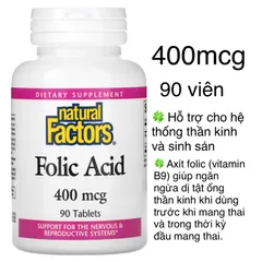 [MỸ]  viên Folic Acid 400mcg 90 viên natural factors