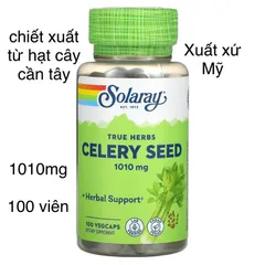 [MỸ] Viên Celery seed (Apium graveolens) hạt cây cần tây Solaray 100 viên 1010mg