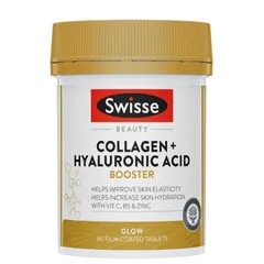 Viên uống Swisse Beauty Collagen + Hyaluronic Acid Booster 80 viên - Dưỡng ẩm sâu - Tăng cường độ đàn hồi da - S/P Chuẩn Úc