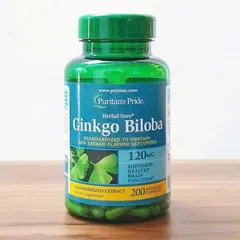 Viên uống Bổ não Puritan's Pride Ginkgo Biloba 120 mg [200 viên] Tăng cường trí nhớ & Hỗ trợ tuần hoàn não - S/P Chuẩn Mỹ