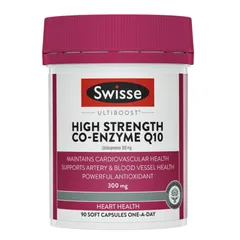 Viên uống Swisse Ultiboost High Strength Co-Enzyme Q10 300 mg - 90 viên - Tăng cường năng lượng tế bào - Giảm mệt mỏi & Bảo dưỡng sức khỏe Tim mạch - S/P Chuẩn Úc