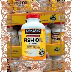 (Loại Tốt) Viên uống dầu cá Fish Oil 1000mg Kirkland 400 viên Mỹ Thực phẩm chức năng bổ sung Omega-3, tốt cho sức khỏe tim mạch Chính hãng Đầy Đủ