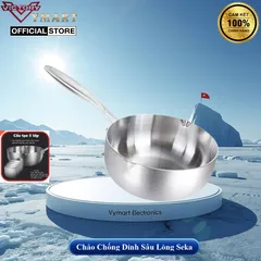 (Tặng Kèm Vỉ Gác Dầu) Chảo Sâu Lòng Chống Dính Inox Nguyên Khối SEKA 22/24/26 cm - Dùng Mọi Loại Bếp - Hàng Chính Hãng