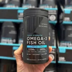 Dầu cá Omega-3 Triple Strength từ Sports Research, công thức 1 viên mỗi ngày, 1250mg DHA 150 viên