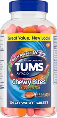 Viên nhai kháng axit TUMS Chewy Bites, giảm chứng ợ nóng, hương vị trái cây hỗn hợp, 200 viên
