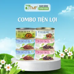 Combo 2 hộp cơm lứt, 2 hộp cơm tím, 1 hộp sườn chay sả ớt, 1 hộp mít kho đậu ngự Tâm Minh Foods