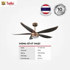 Quạt Trần Đèn LED 5 cánh Saiko CF-5451 DC 54 inch