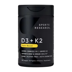 Sports Research Vitamin D3 + K2 - Hỗ trợ tim mạch giúp xương chắc khỏe, sản xuất Mỹ