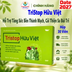 TriStop Hữu Việt Hỗ Trợ Người Bệnh Trĩ, Tăng Sức Bền Thành Mạch, Cải Thiện Sa Búi Trĩ - Hộp30 Viên