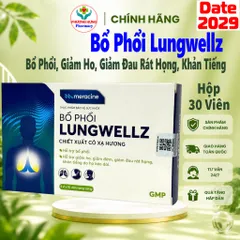 Bổ Phổi Lungwellz Của Meracine Hỗ Trợ Bổ Phổi, Giảm Ho, Giảm Đau Rát Họng,Khản Tiếng - Hộp 30 Viên