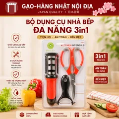 [Combo 3 Món Gia Dụng] Kéo Nhà Bếp Đa Năng, Dụng Cụ Mài Dao 3 Rãnh Và Đồ Gọt Vỏ Trái Cây