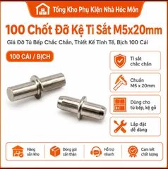 100 Chốt Đỡ Kệ Ti Sắt M5x20mm - Giá Đỡ Tủ Bếp Chắc Chắn, Thiết Kế Tinh Tế, Bịch 100 Cái
