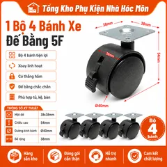 Bánh Xe Nhựa Đen 40mm M6x27 - Tyren Trơn Không Khóa Dễ Lắp Đặt Cho Tủ Văn Phòng Và Ghế Xoay