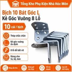 Bịch 10 Bát Góc L và Kê Góc Vuông 8 Lỗ - Sắt Xi Trắng Chất Lượng, Dành Cho Kết Nối Ván Gỗ Hoàn Hảo
