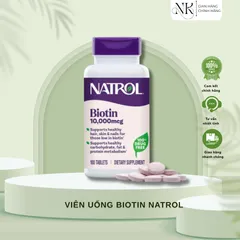 (HÀNG CHÍNH HÃNG MỸ) VIÊN UỐNG BIOTIN NATROL 10,000MCG – ĐẸP DA, KHỎE TÓC & MÓNG 100 viên