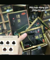 Dầu gội phủ bạc Komi Nhật Bản nâu đen hộp 10 gói x 25ml che tóc bạc tự nhiên ⚡ Giá tốt