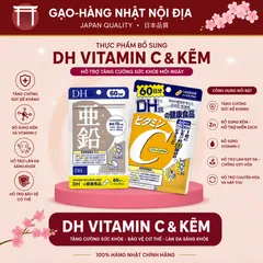Combo Vitamin C DHC Và Viên Uống Kẽm DHC Nhật Bản 60 Ngày Giúp Sáng Da Giảm Mụn Mờ Thâm