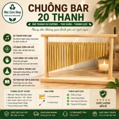 Chuông 20 Thanh Nhạc Cụ Gõ Một Hàng Có Chân Đế Gỗ. Chuông 1 tầng dễ sử dụng