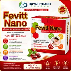 Fevitt Nano Bổ Sung Sắt- Acid Folic Cho Người Thiếu Máu- Hộp 100 Viên