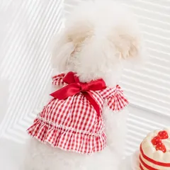 Váy công chúa Scotland nơ đỏ (Tặng kẹp nơ) cho thú cưng - Áo, váy cho chó mèo, thú cưng - Ziềng iu Petshop