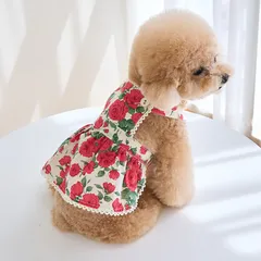 Váy Yếm Rosé Hoa Hồng (Tặng kẹp nơ xinh) - Áo, váy cho chó mèo, thú cưng - Ziềng iu Petshop