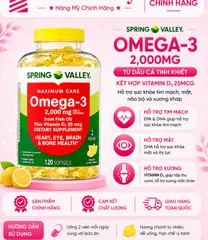Spring Valley Maximum Care Omega-3 2.000mg từ dầu cá + Vitamin D3 25mcg, 120 viên
