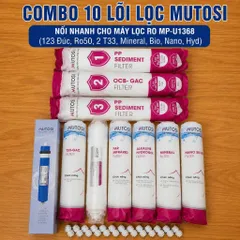 Bộ 10 Lõi Lọc Nước Mutosi dùng Cho MP-6100HCE, MP-S1013 (123, Ro,T33,Mineral,Bio, Alkaline,Far,Nano)