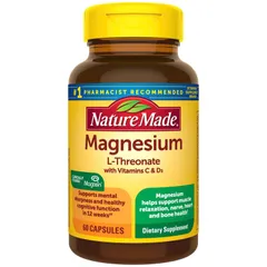 Nature Made Magnesium L-Threonate 130mg + Vitamin C & D3, 60 viên